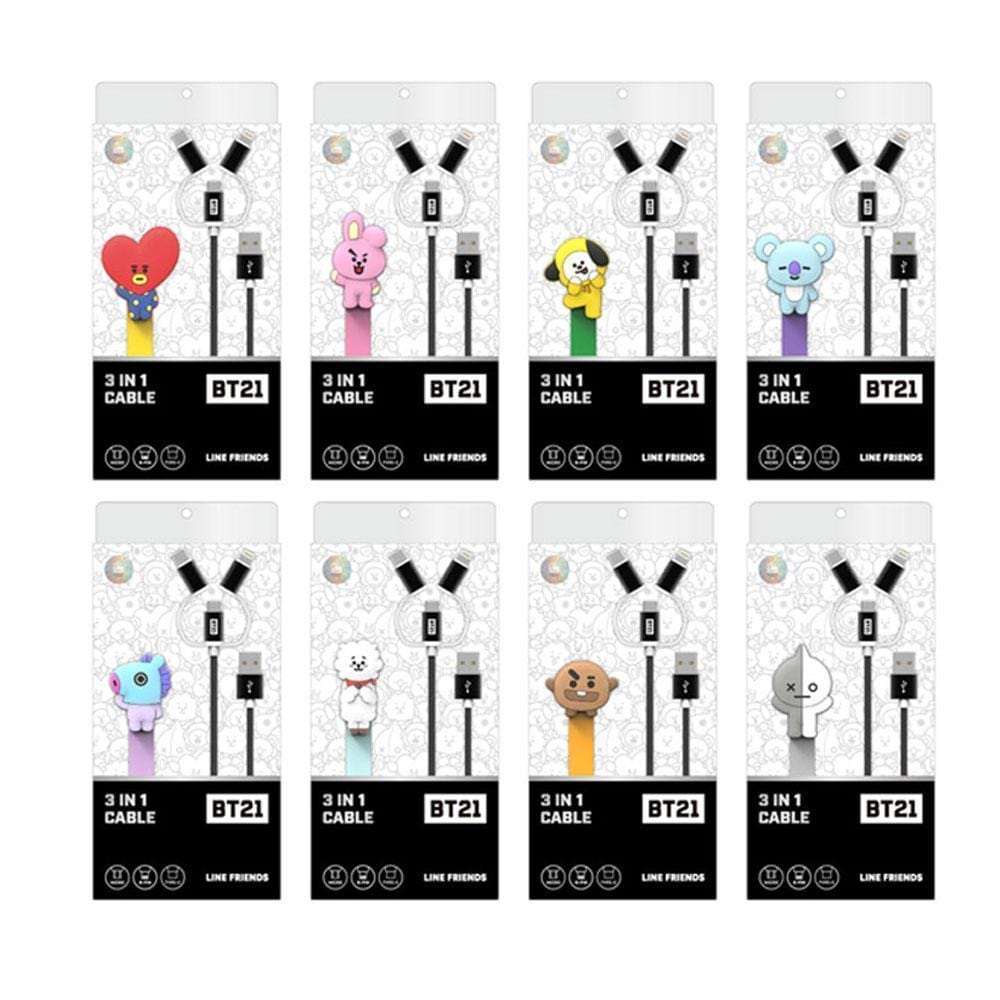 BTS]Official BT21 Cubles Cable Accessory Cable Protection Cap(8pin  Type-C-COOKY