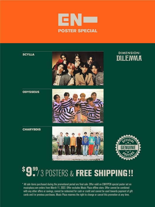 엔하이픈 | ENHYPEN | 1ST ALBUM [ DIMENSION: DILEMMA ] | (3 SET) POSTER SPECIAL