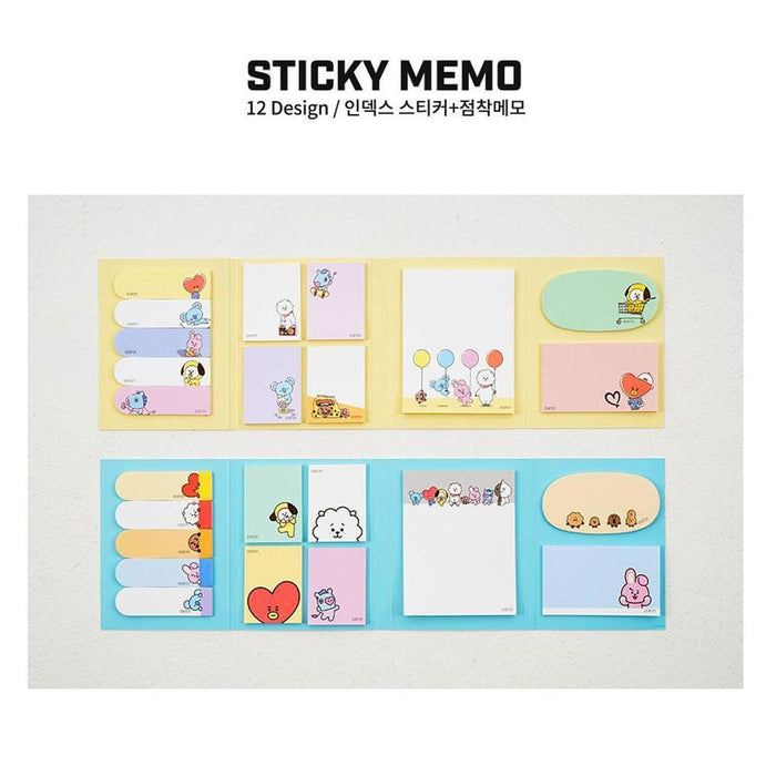 MUSIC PLAZA Goods YELLOW BT21 OFFICIAL 4 PAGE STICKY MEMO SET