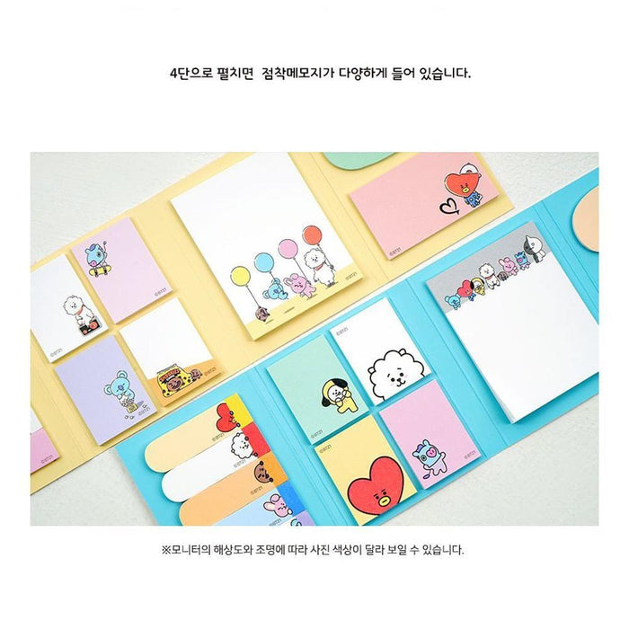 MUSIC PLAZA Goods YELLOW BT21 OFFICIAL 4 PAGE STICKY MEMO SET