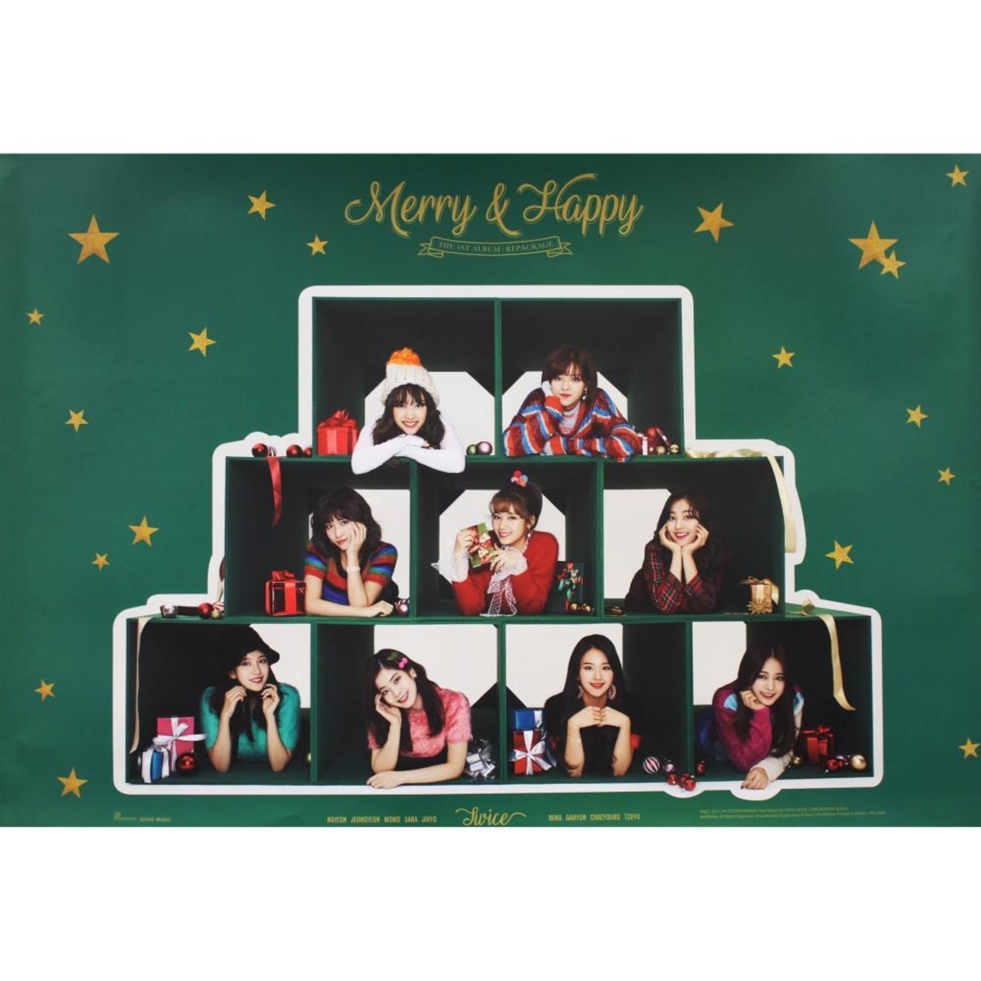 트와이스 | TWICE | 1ST ALBUM REPACKAGE [ MERRY & HAPPY ] | (MERRY VER.) POSTER  ONLY - Music Plaza