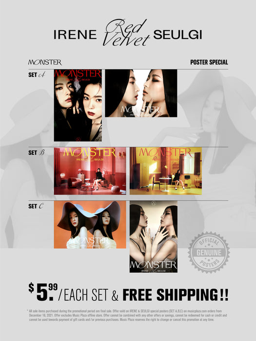 아이린 & 슬기 | IRENE & SEULGI | POSTER SPECIAL [ MONSTER ] | (2 SET) POSTER SPECIAL