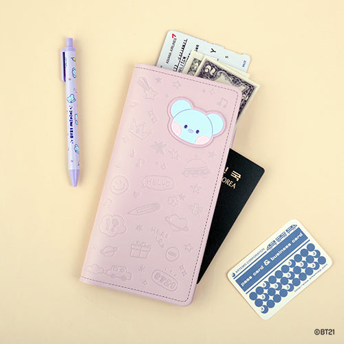 BT21 [ MININI ] LEATHER PATCH PASSPORT COVER ( LARGE SIZE )