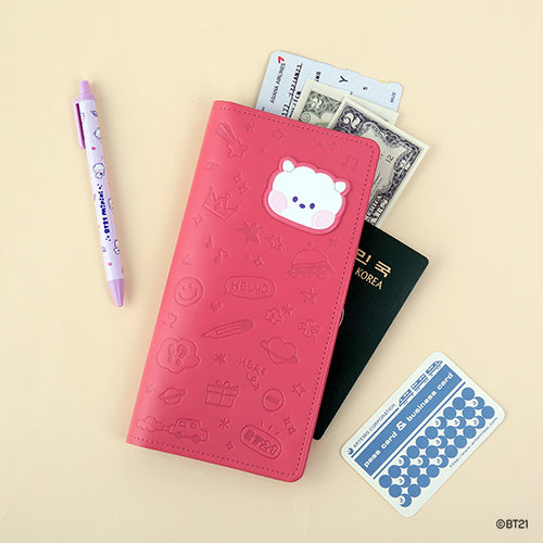 BT21 [ MININI ] LEATHER PATCH PASSPORT COVER ( LARGE SIZE )