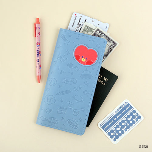 BT21 [ MININI ] LEATHER PATCH PASSPORT COVER ( LARGE SIZE )